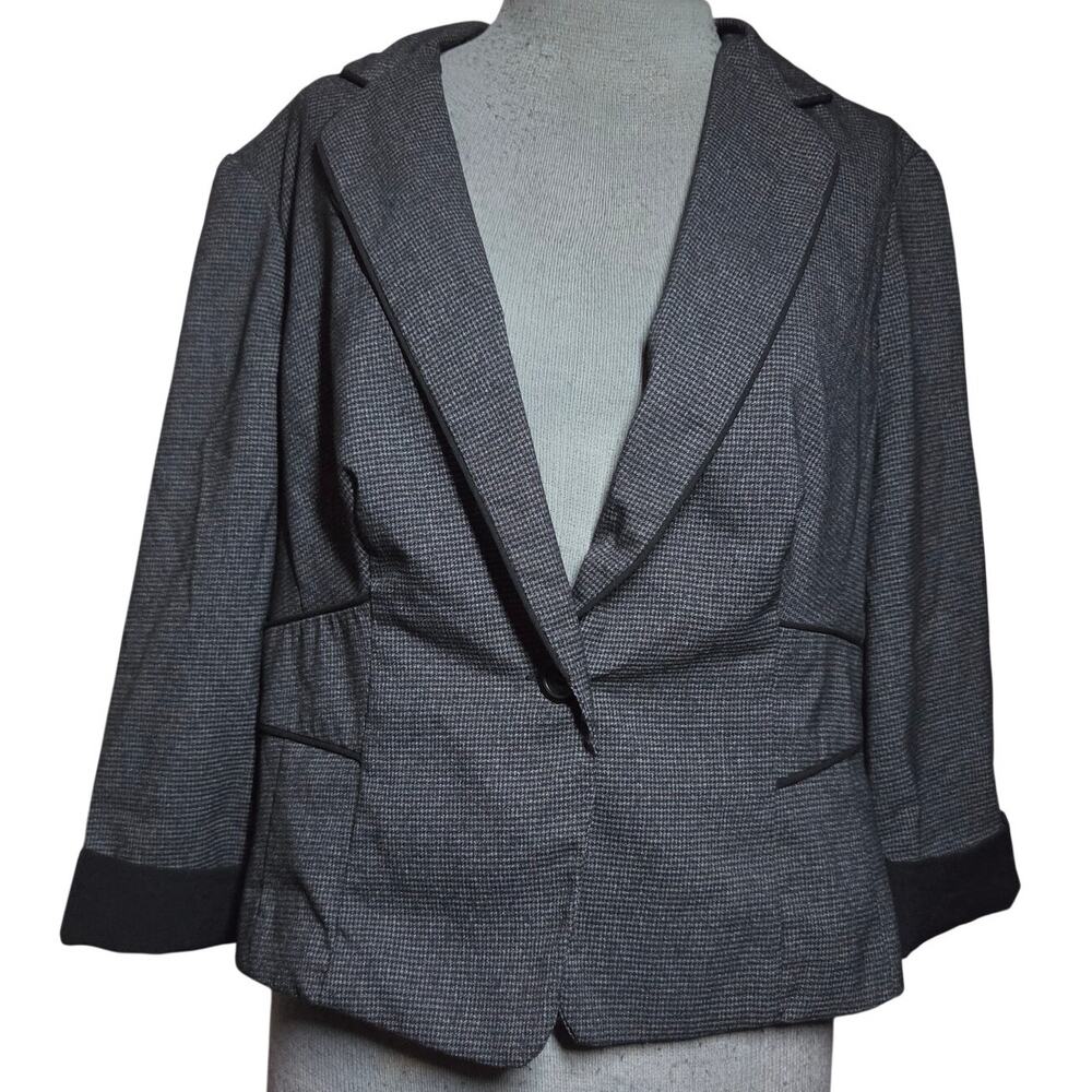 Black Button Front Blazer Jacket Size XL